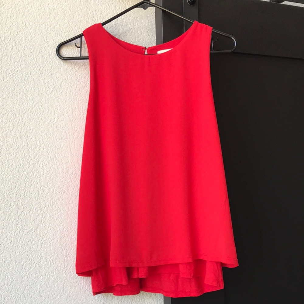 LOFT Red Lined Blousy Shell SZ-S